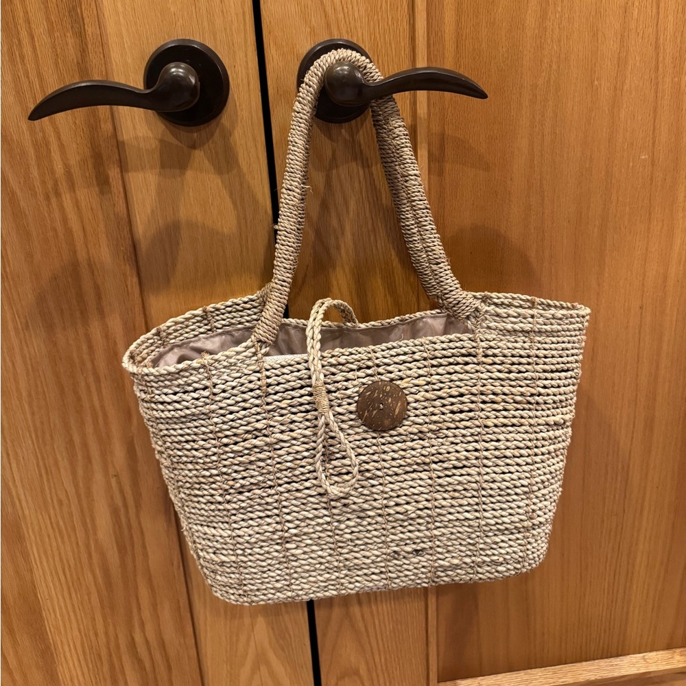 Woven Straw Tote Bag - Natural